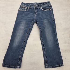 Grace in LA Capri Jeans Womens Size 29 Blue Denim Embellished Casual Pants